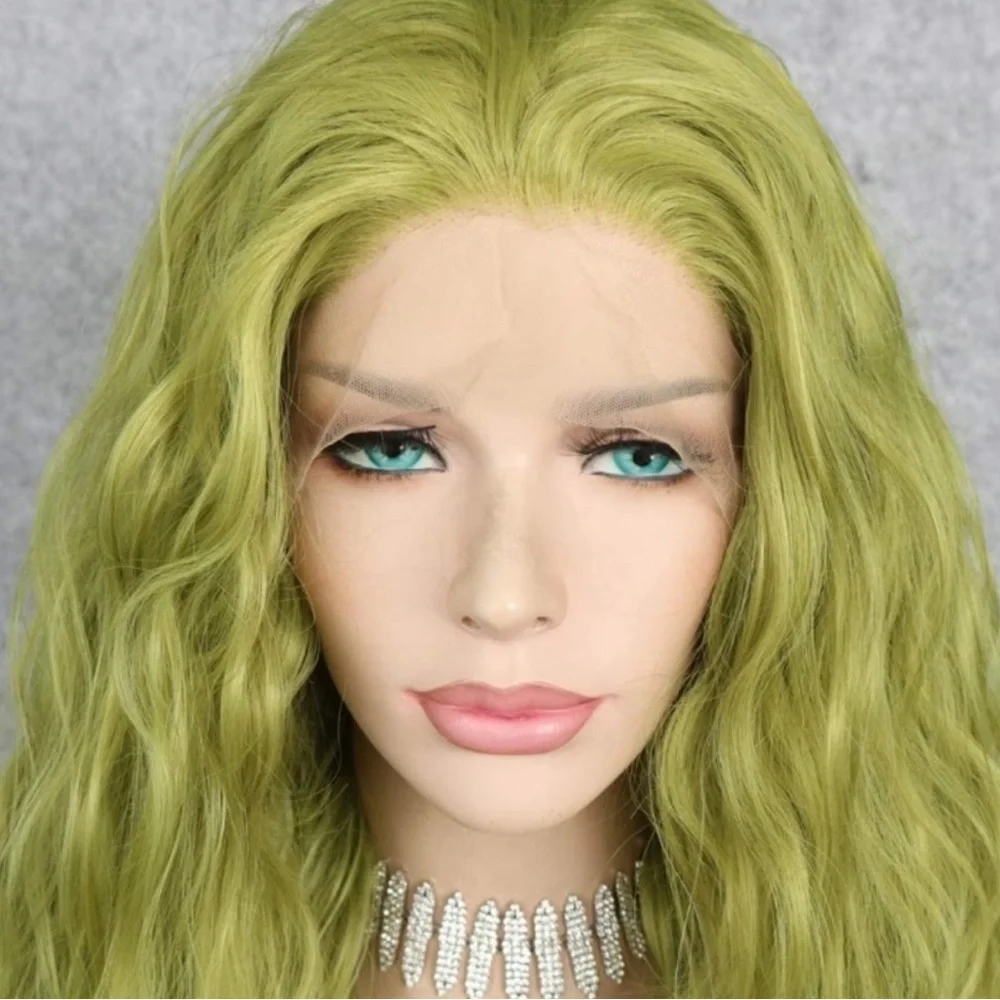 22 Light Green Natural Wavy Wig NEW